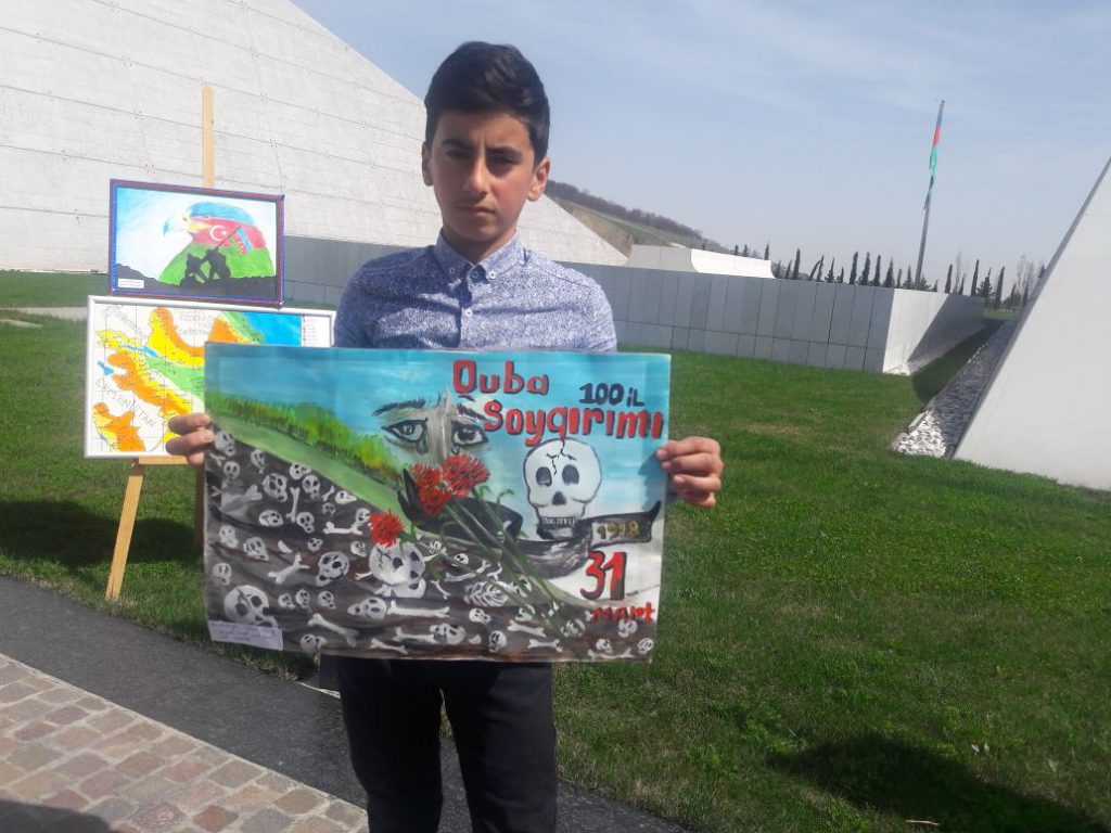 Quba şəhərində “Soyqırımı Memorial Kompleksi”ndə məktəblilərin iştirakı ilə rəsm sərgisi  və şeir müsabiqəsi keçirildi