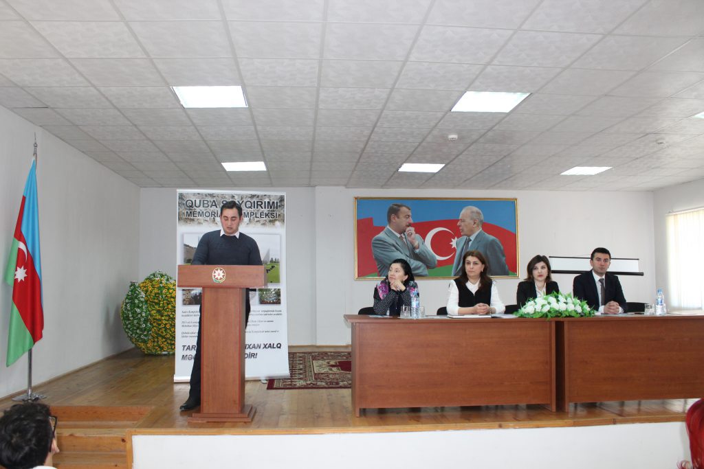 Quba şəhəri “ Soyqırımı Memorial Kompleksi”ndə 2018-ci ildə qəbul edilmiş, 5 il ərzində həyata keçiriləcək “31 Mart Azərbaycanlıların soyqırımı” layihəsi çərçivəsində Qusar şəhər 6 N-li tam orta məktəbində tədbir keçirildi.