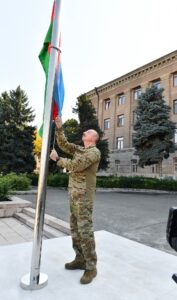 Ilham Aliyev raised the National Flag of Azerbaijan in Khankendi city