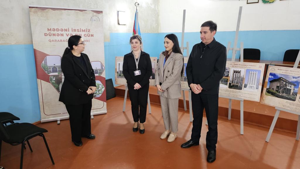 In Guba, with the initiative of the “Genocide Memorial Complex” and the support of the Guba-Khachmaz Regional Education Department, a photo exhibition has been launched in general education schools to showcase the past and present condition of monuments in the liberated territories of the Karabakh region.