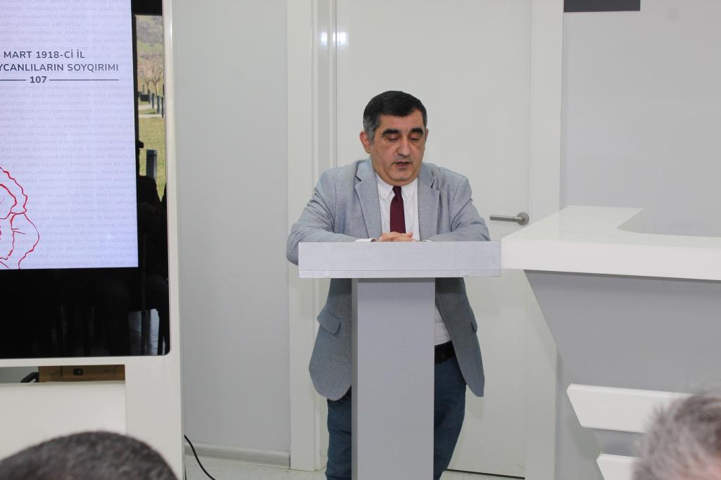 An event was held at the Guba Genocide Memorial Complex on the occasion of the 107th anniversary of the 1918 genocide against Azerbaijanis, jointly organized with the National NGO Forum of Azerbaijan. Following a moment of silence in memory of the heroic sons and daughters who gave their lives for Azerbaijan's sovereignty, a video was screened depicting the genocides committed against Azerbaijanis.