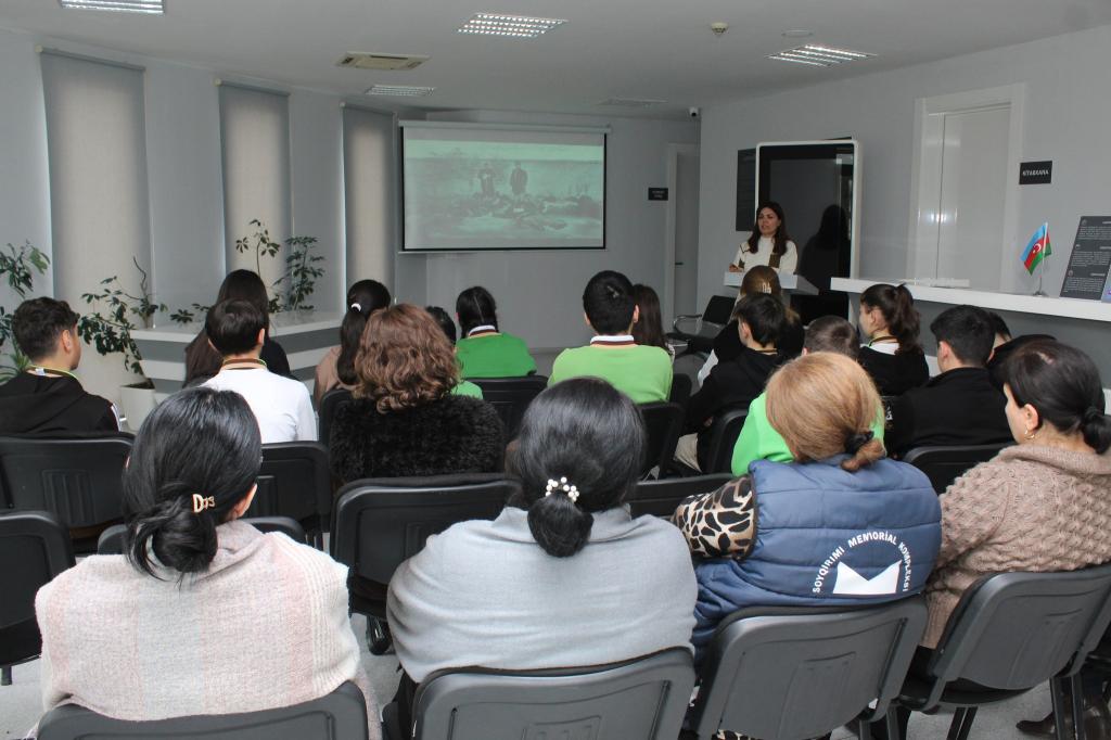 An event was held at the Genocide Memorial Complex in the city of Guba, which operates under the State Service for the Protection, Development, and Restoration of Cultural Heritage under the Ministry of Culture of the Republic of Azerbaijan, on the occasion of the 108th anniversary of the genocides committed against Azerbaijanis. The event was attended by staff members of the scientific department of the Memorial Complex, as well as teachers and students of the Guba District Physics, Mathematics, and Informatics Lyceum.
