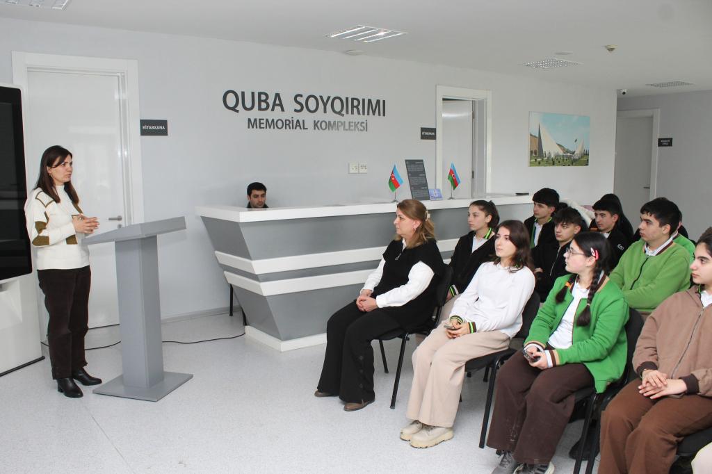 An event was held at the Genocide Memorial Complex in the city of Guba, which operates under the State Service for the Protection, Development, and Restoration of Cultural Heritage under the Ministry of Culture of the Republic of Azerbaijan, on the occasion of the 108th anniversary of the genocides committed against Azerbaijanis. The event was attended by staff members of the scientific department of the Memorial Complex, as well as teachers and students of the Guba District Physics, Mathematics, and Informatics Lyceum.
